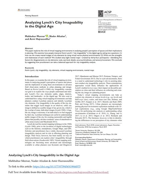 Analyzing Lynch’s City Imageability in the Digital Age.